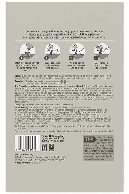 Pokon Rhododendron, Hortensia & Azalea Mest 2,5kg 2 Pokon Rhododendron, Hortensia & Azalea Mest 2,5kg - Afbeelding 2